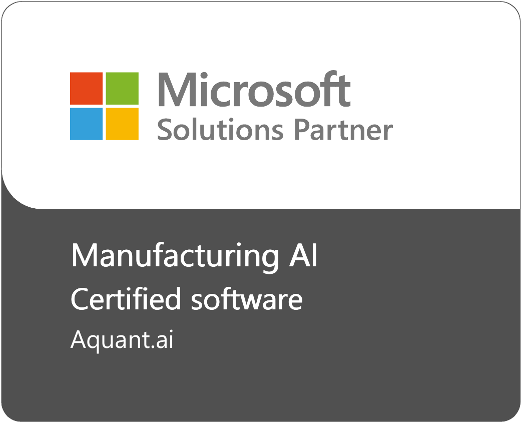 Microsoft Solutions Partner badge for Manufacturing AI certified software, Aquant.