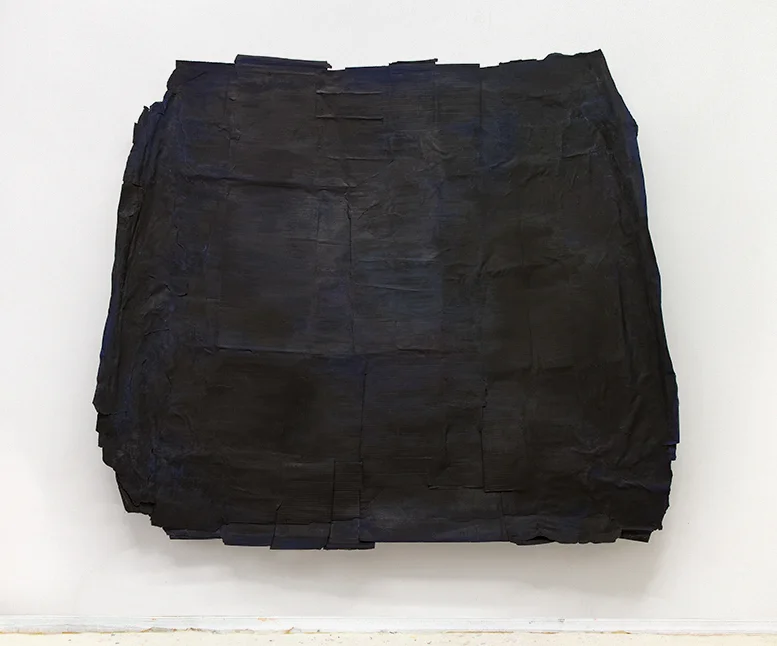 Black Night. 198 x 168 cm / 78" x 66". wood, cardboard, paper, paint. 2018