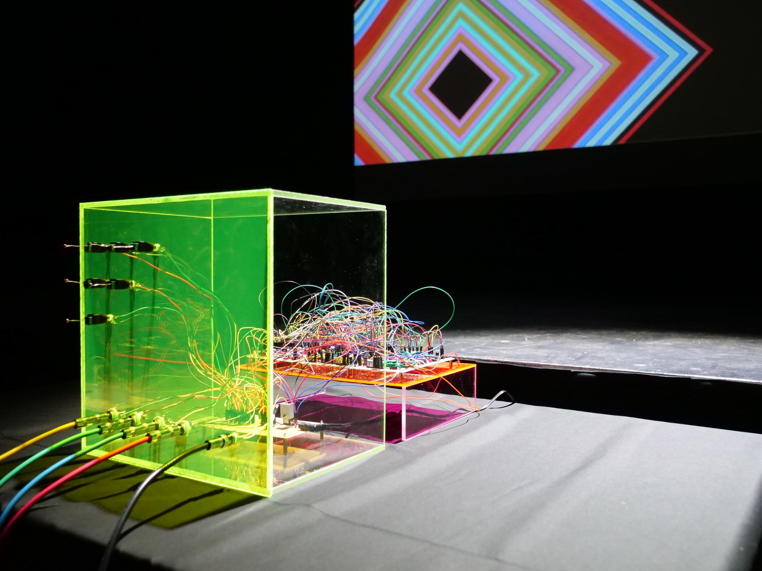 Midnight Sun, 2021, detail of custom hand-built audiovisual synthesizer