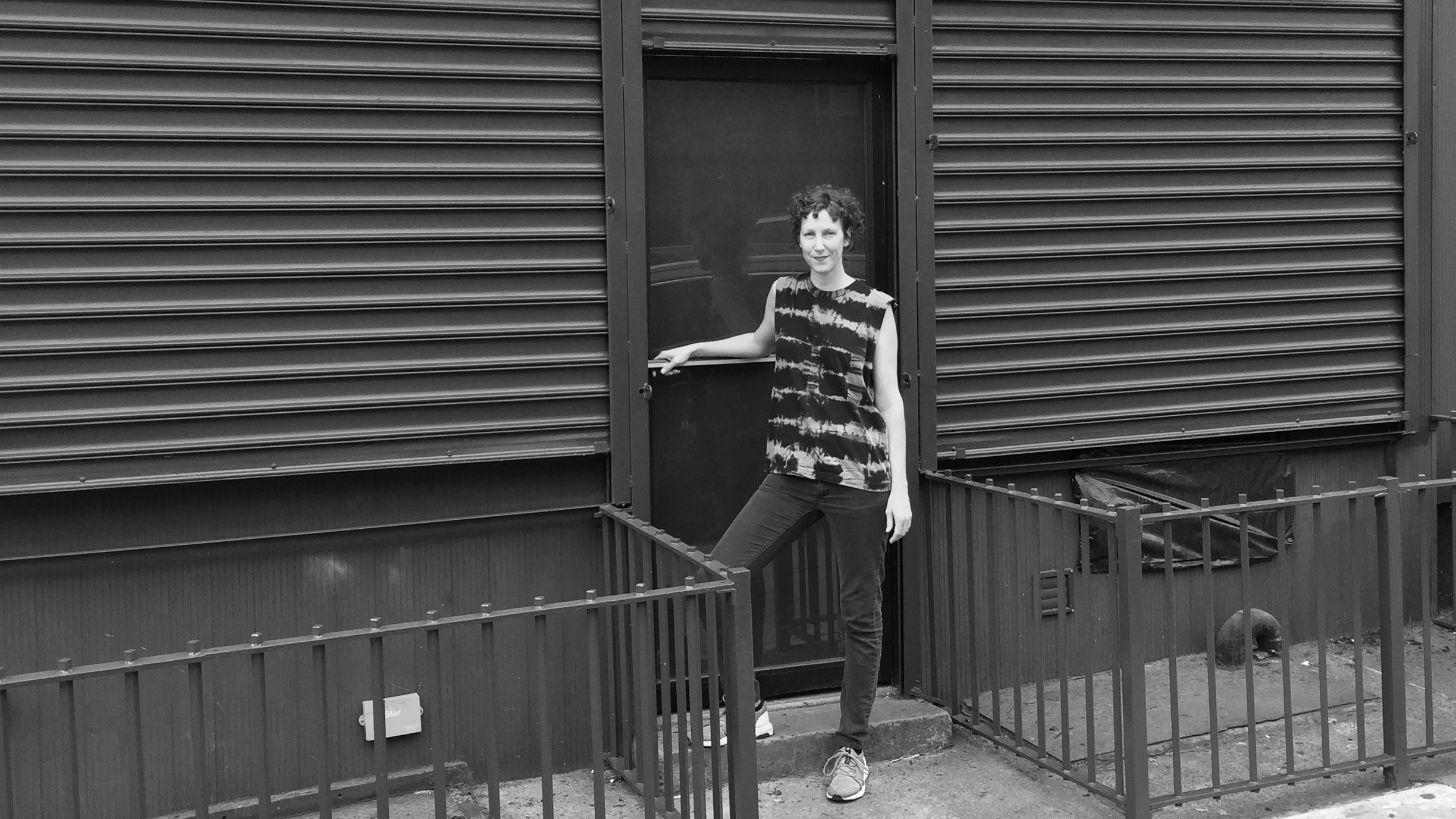 Plexus Projects founder Laura Splan in front of Plexus Projects, April 2017, Photo by Reuben Lorch-Miller