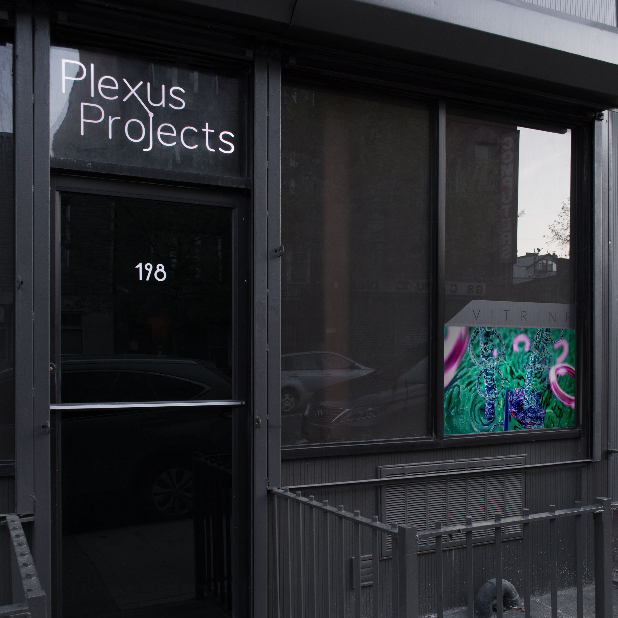 "Vitrine" sidewalk screening for Greenpoint Gallery Night at Plexus Projects