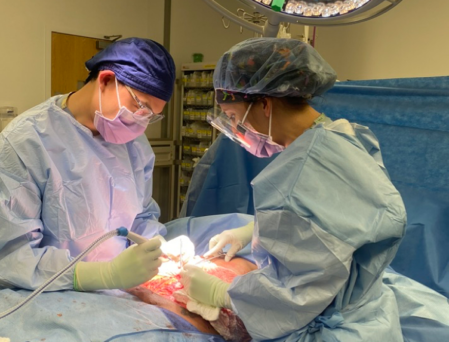 Doctors performing life-saving surgery
