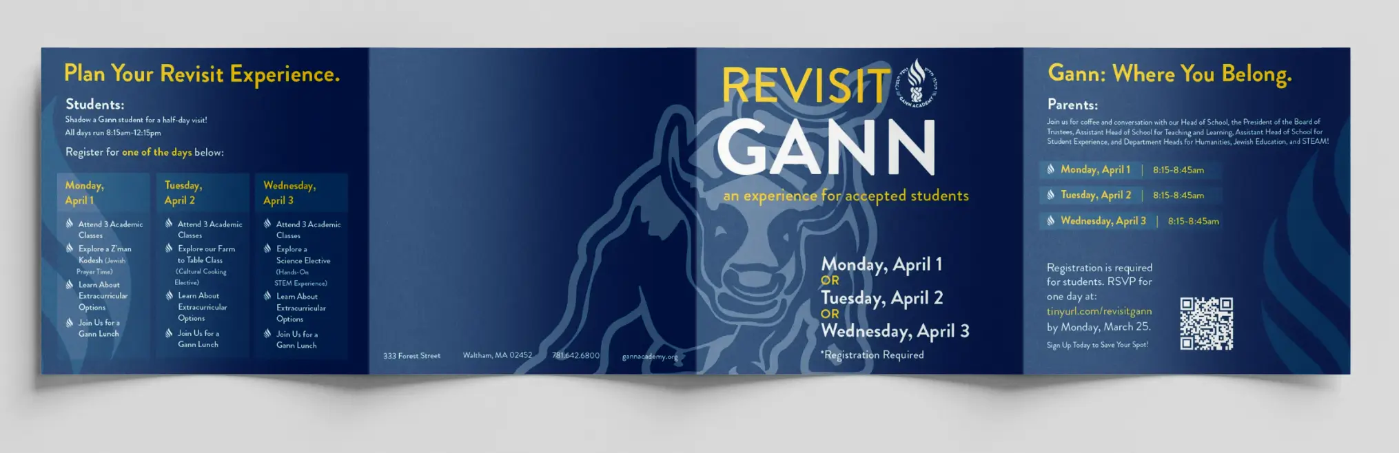 Unfolded Acceptance Packet invite for revisit day, outside