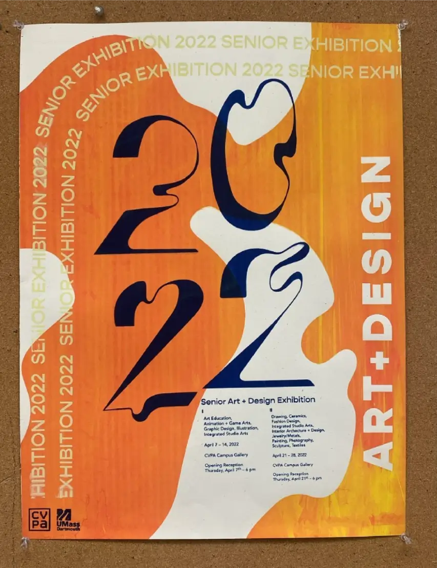 image of the screen printed Senior Exhibition poster