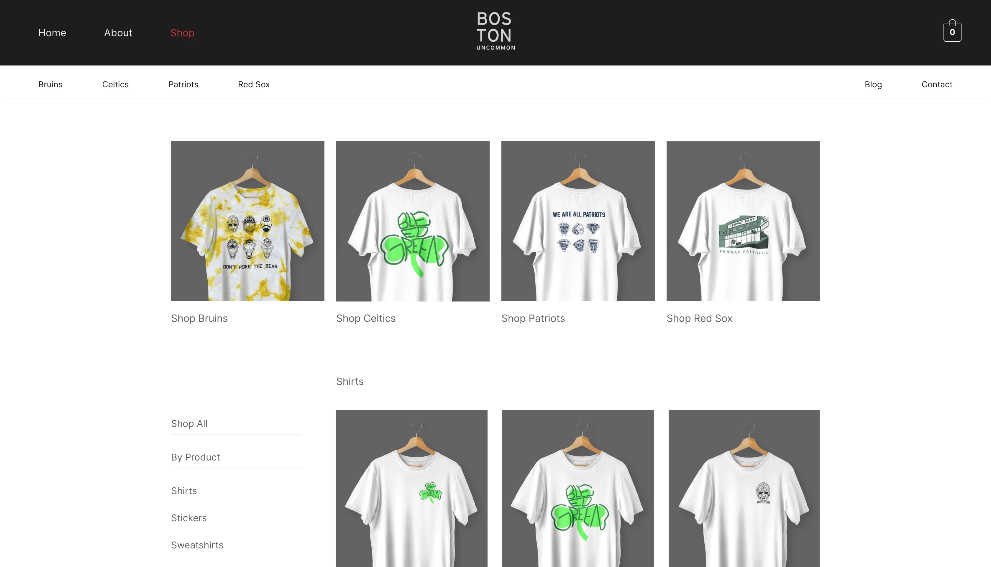 screenshot of shopping page on bostonuncommon.co