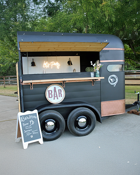 The Round Up Mobile Bar set up at an event.