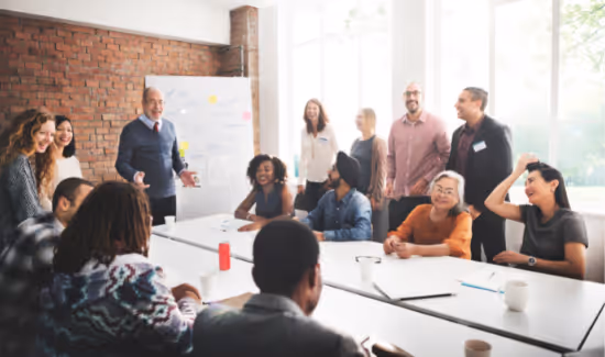 teacher address classroom of students