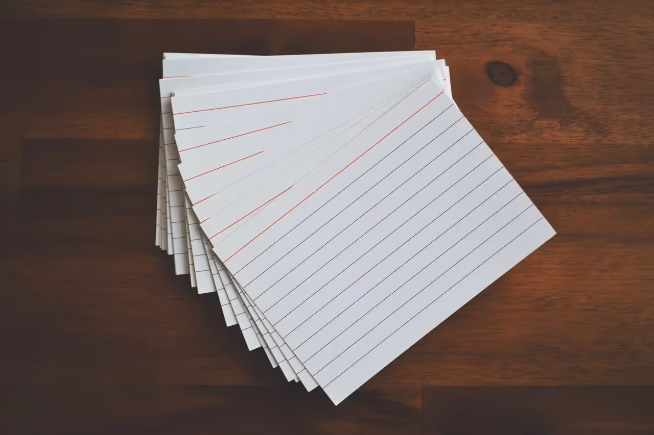 blank notecards on desk