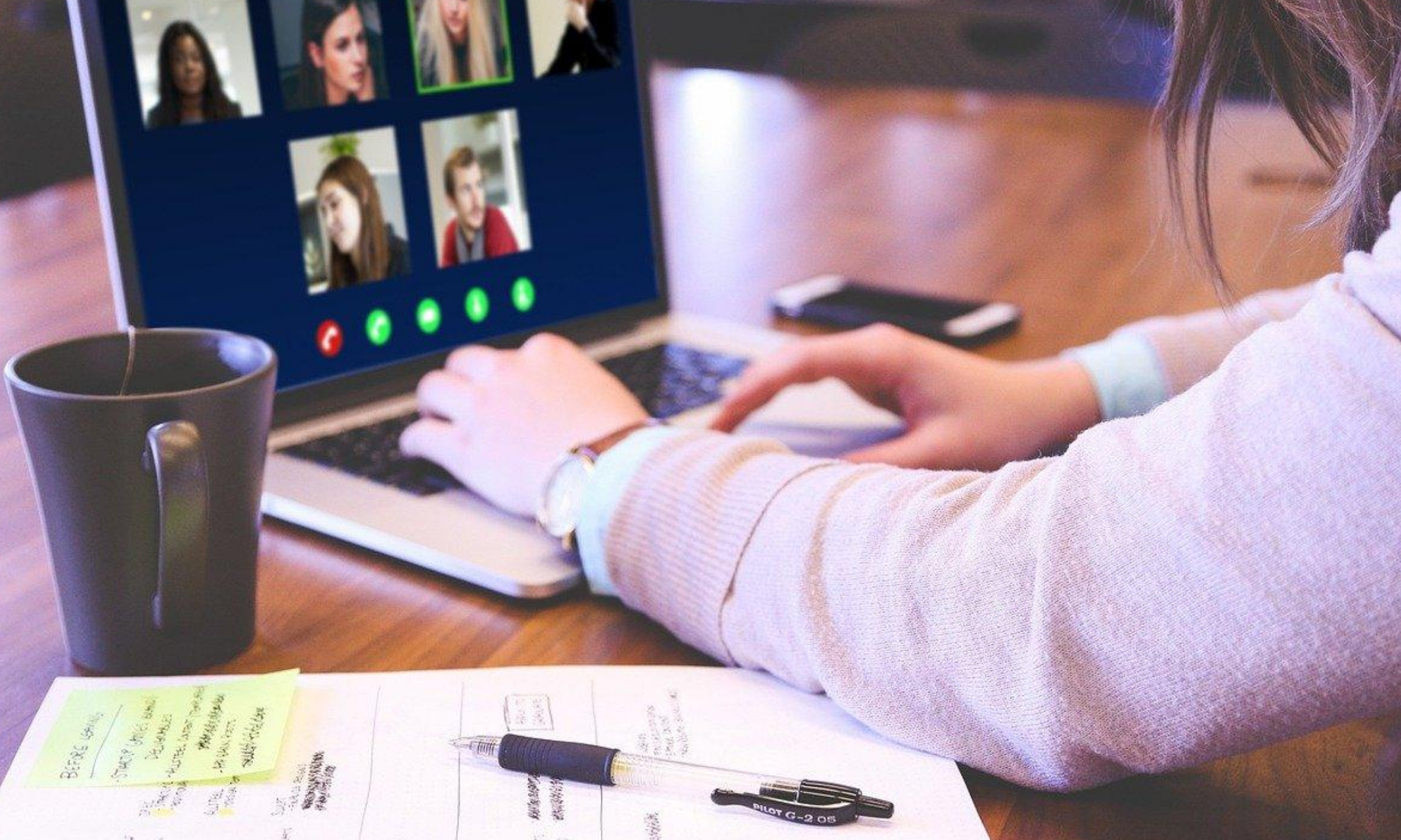 student on laptop in virtual class