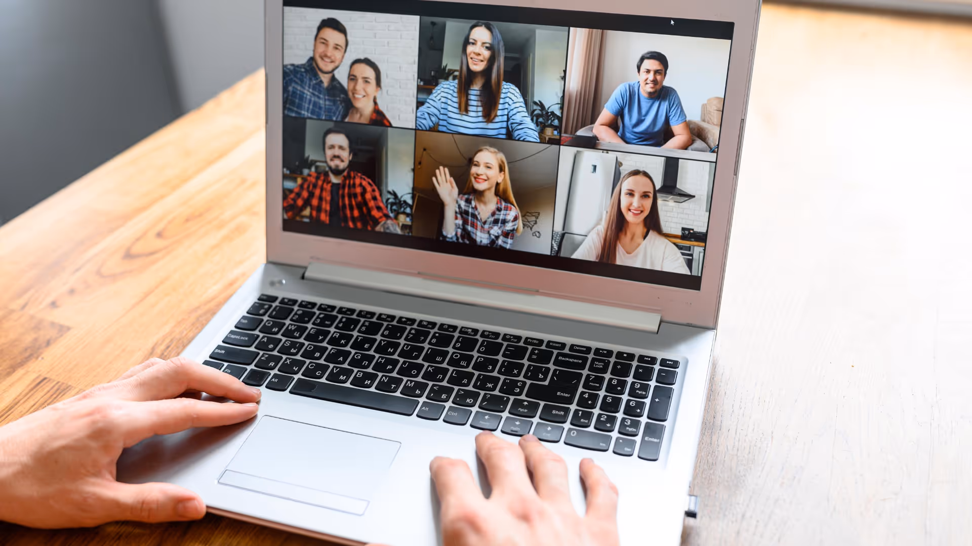student on video call with classmates