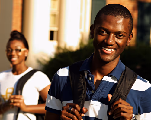 two students walking to class