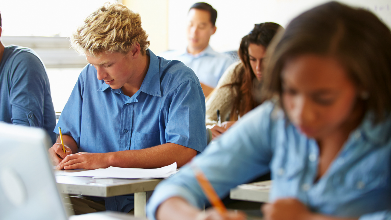 students taking notes in class