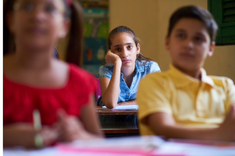 student bored in class