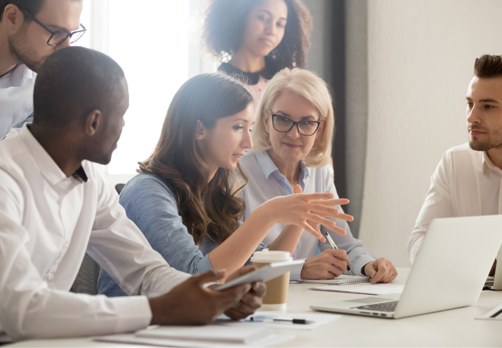 students solving problem on computer