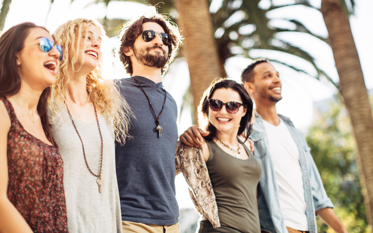 college students enjoying a break between classes