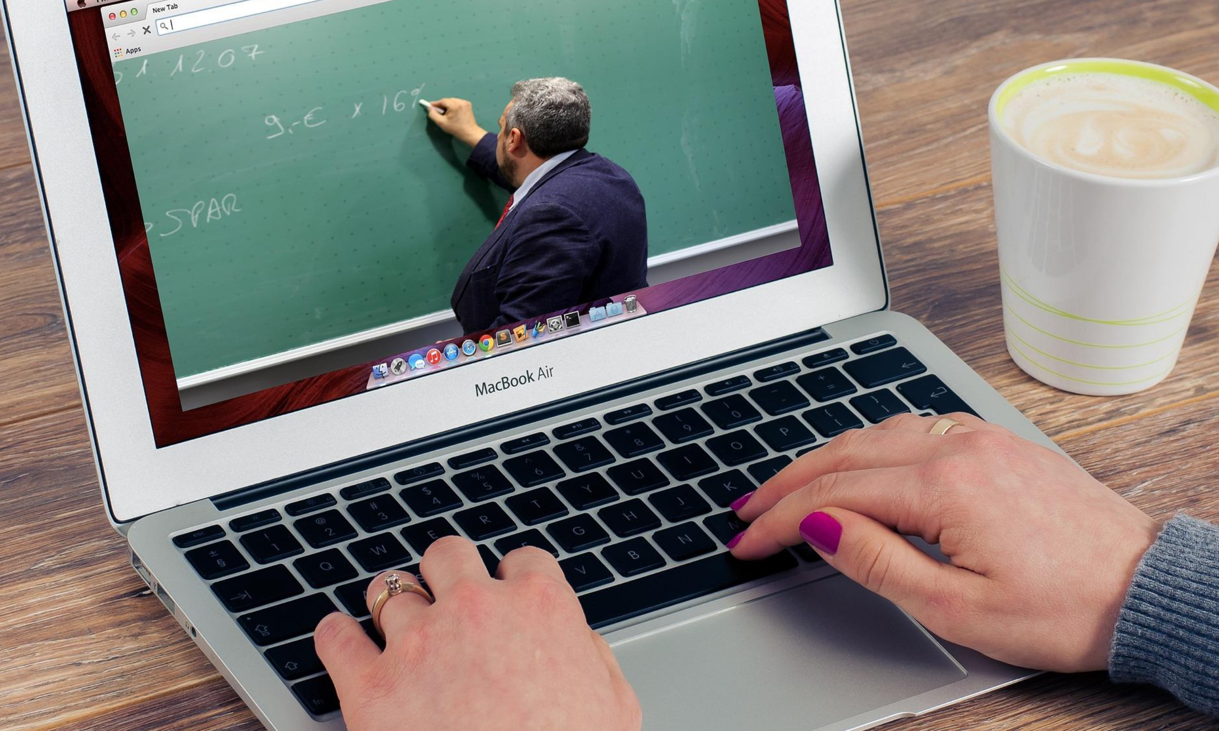 watching professor via video call