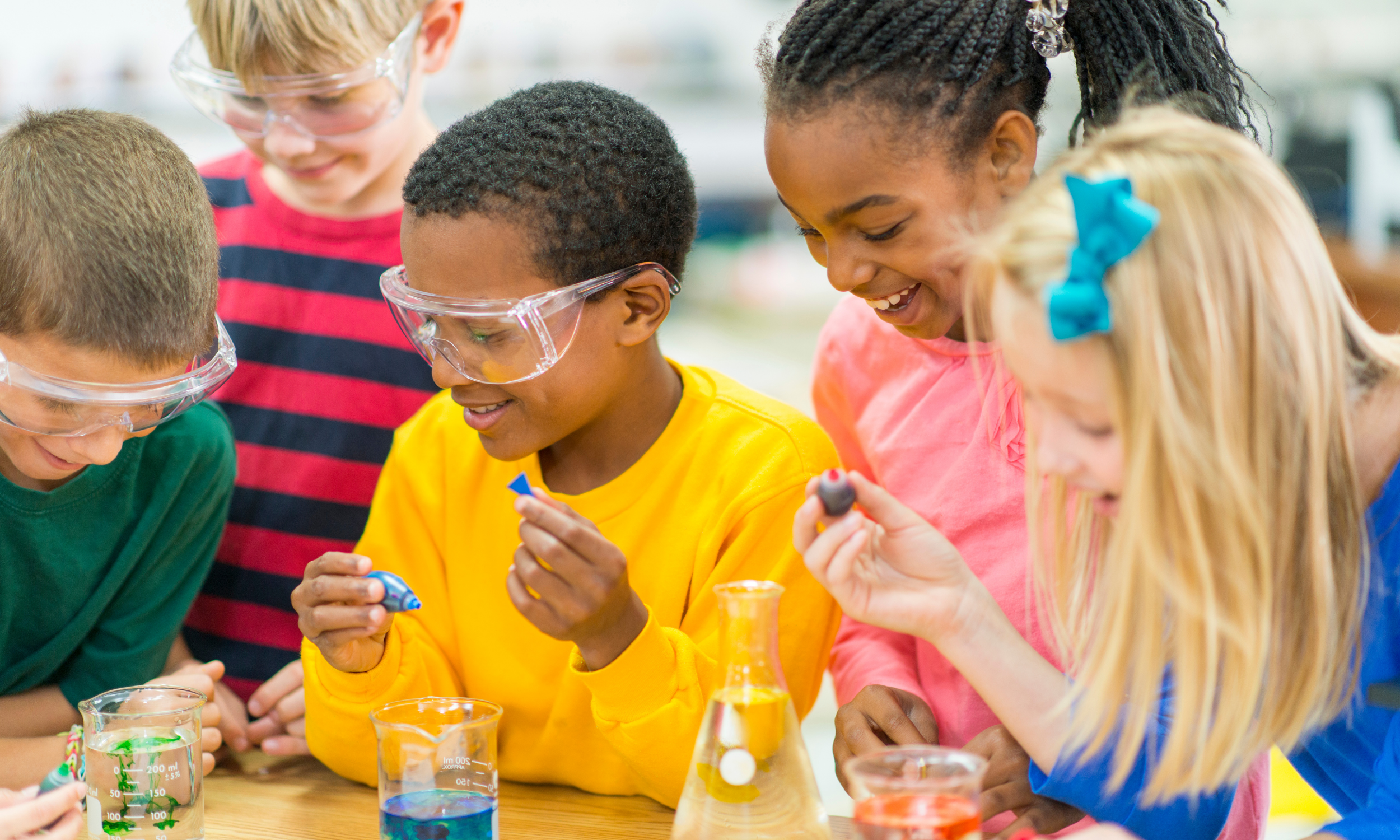young students doing a science experiment