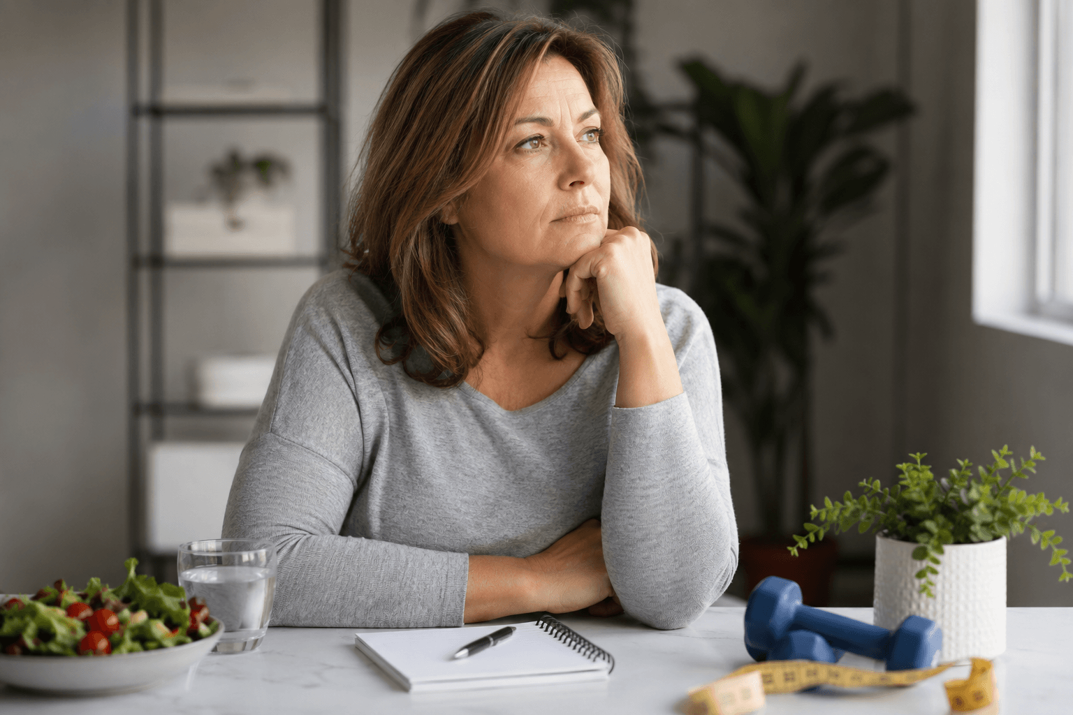 Woman over 40 discussing medical weight loss consultation in Mount Holly, North Carolina