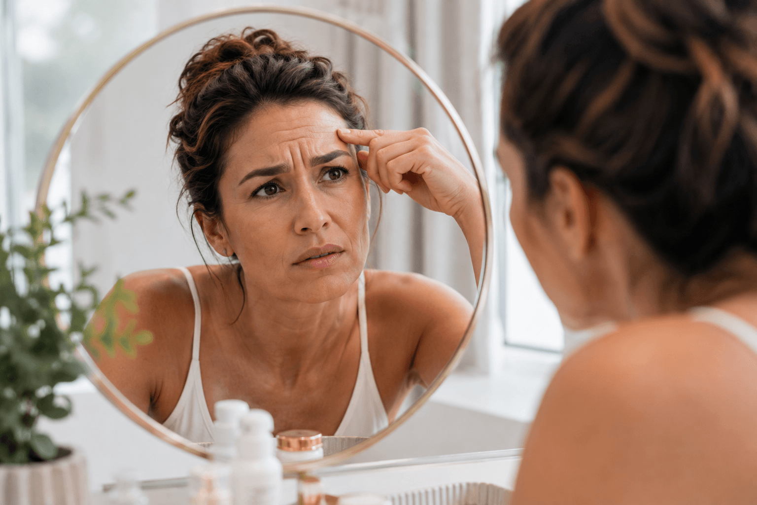 Woman receiving a Botox treatment for expression lines at a medspa in Mount Holly, North Carolina