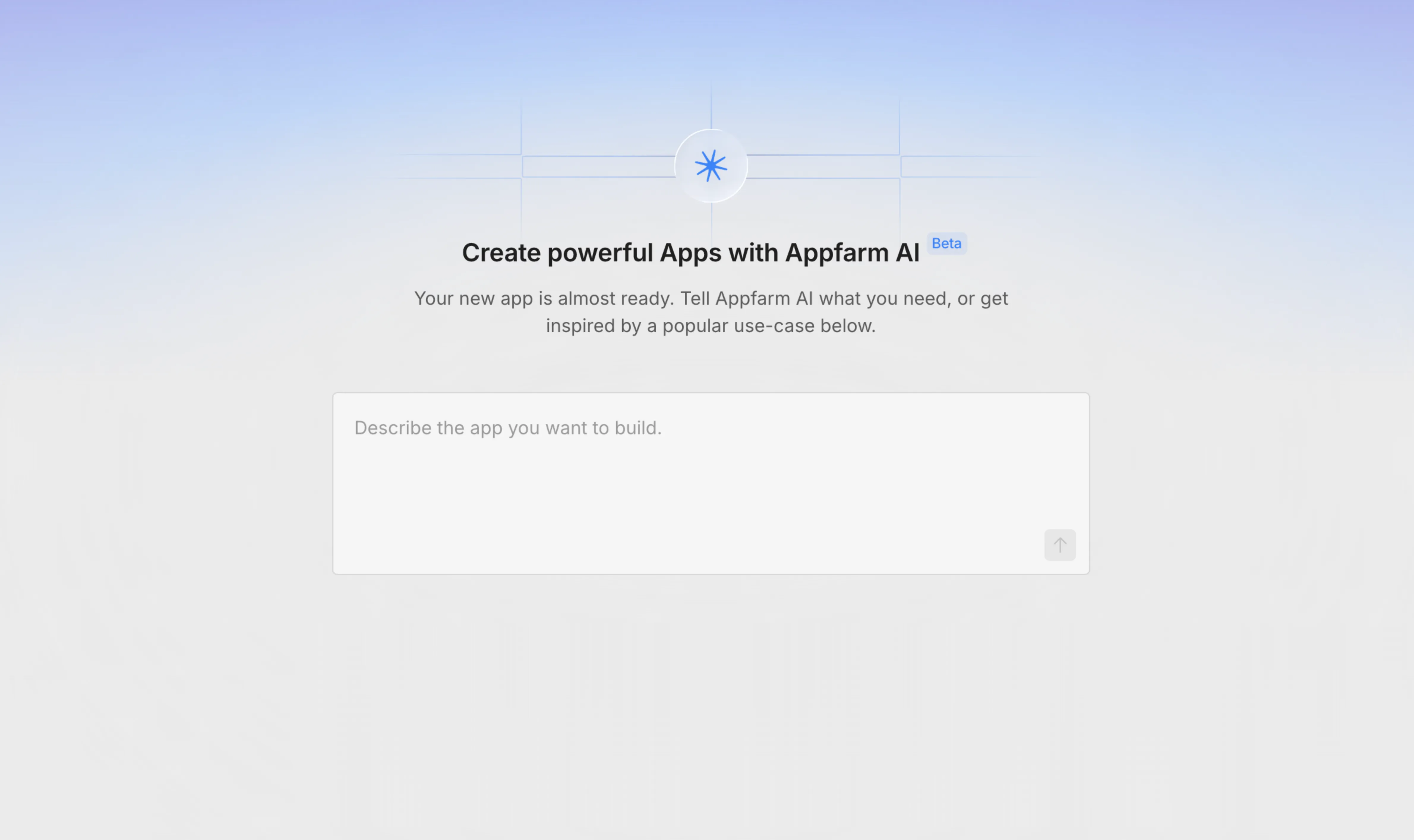 A screenshot of the new app interface in Appfarm Create