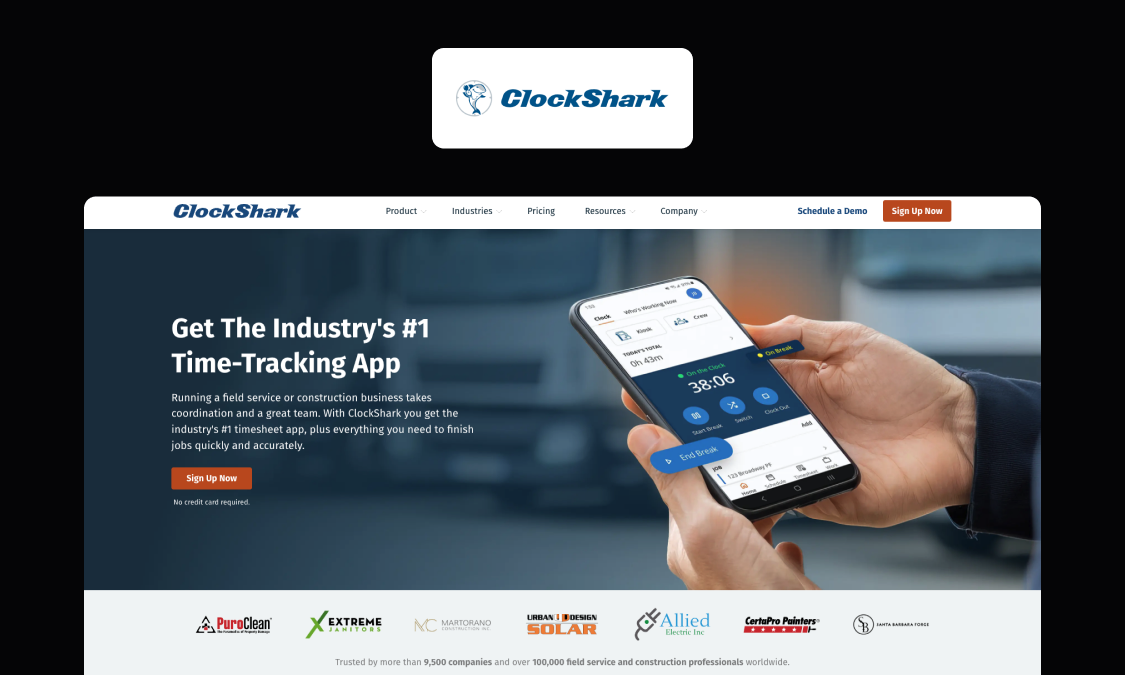 ClockShark construction time tracking and scheduling app dashboard