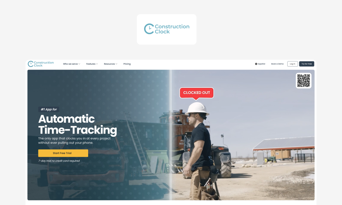 ConstructionClock automatic time capture app for construction crews