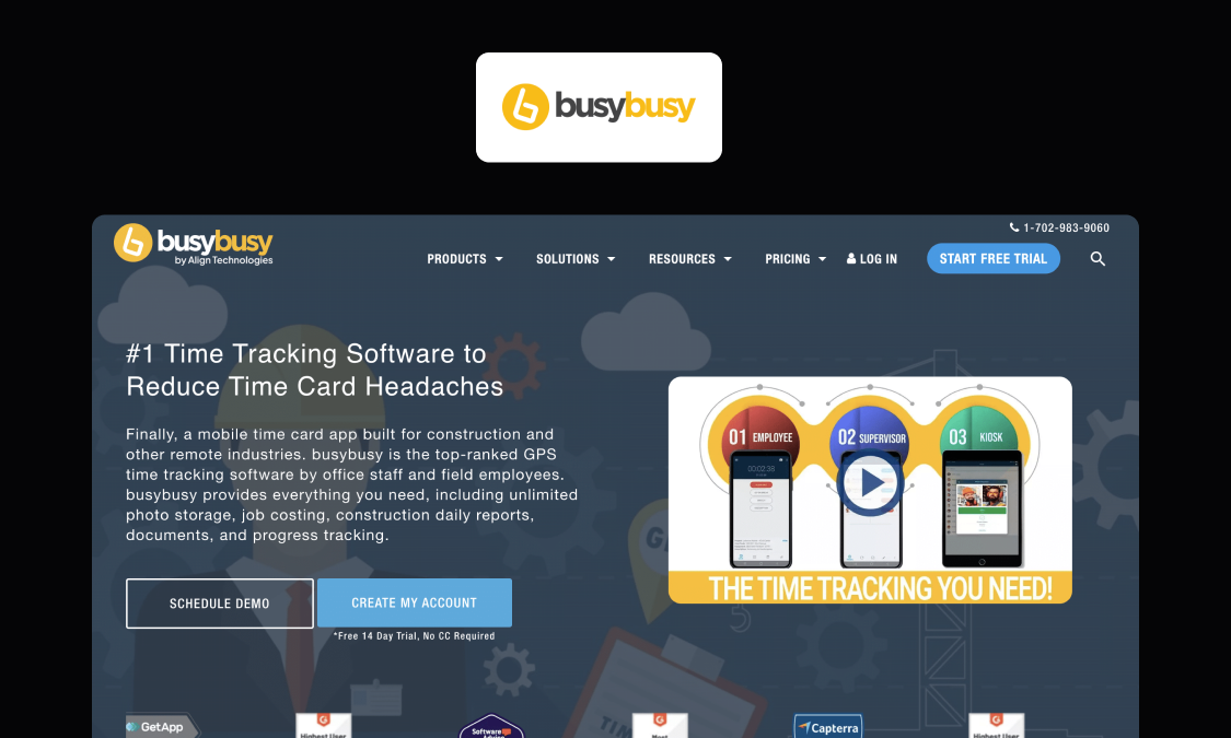 busybusy construction time tracking app with GPS and job costing