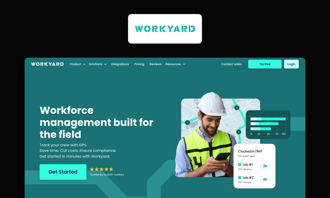 Workyard construction time tracking app with high-accuracy GPS and labor-cost reporting