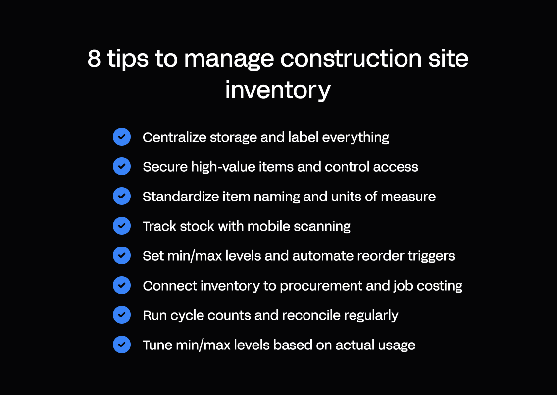 The 8 proven tips to manage construction site inventory