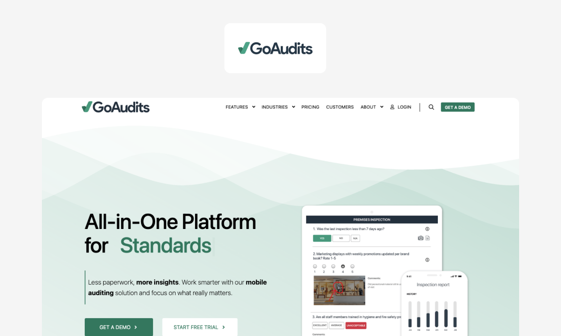 GoAudits inspection and audit app interface