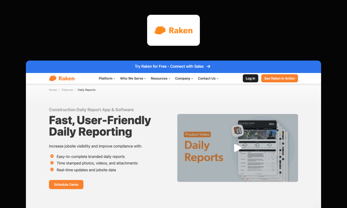 Raken daily reporting app interface