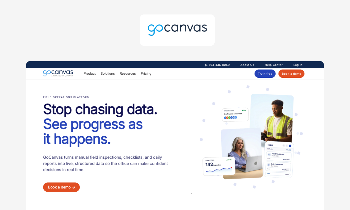 GoCanvas mobile forms interface for daily construction reports