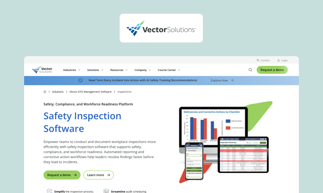 Vector EHS inspections interface from Vector Solutions