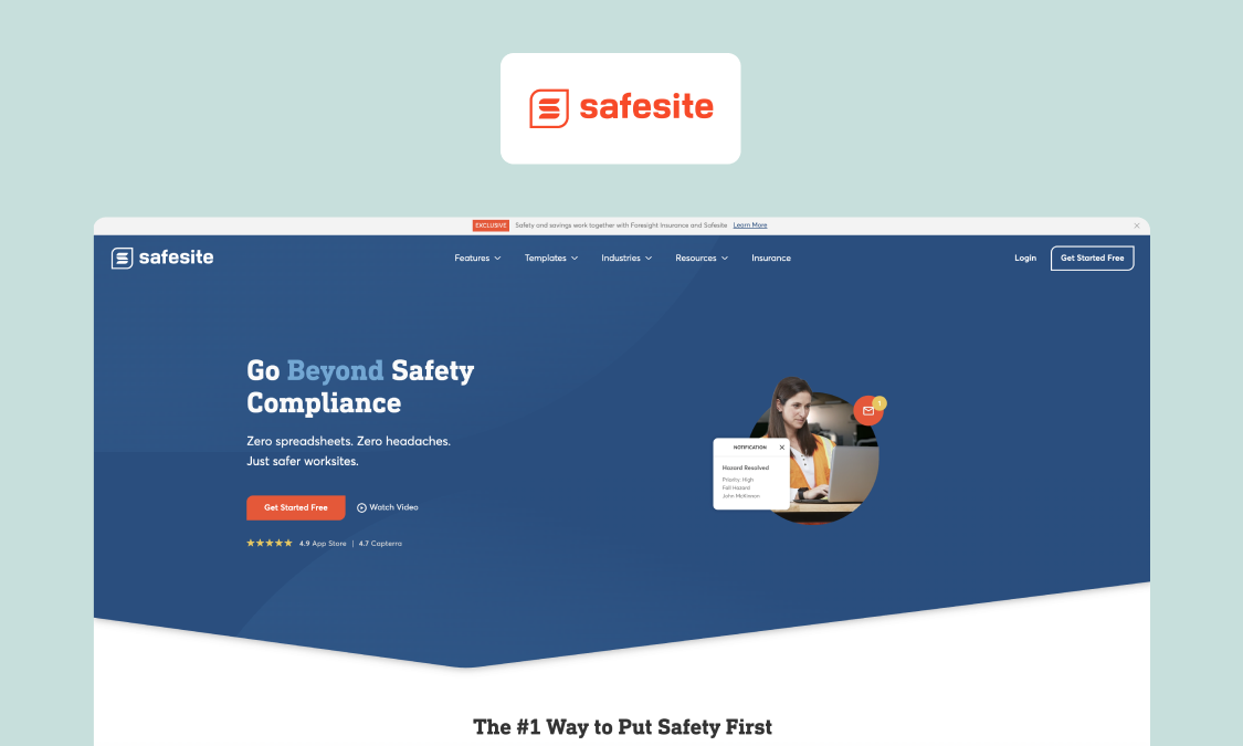 Safesite safety management app screenshot