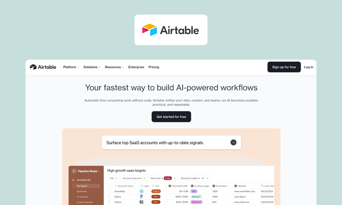 Airtable, a spreadsheet-database hybrid for relational data and lightweight apps
