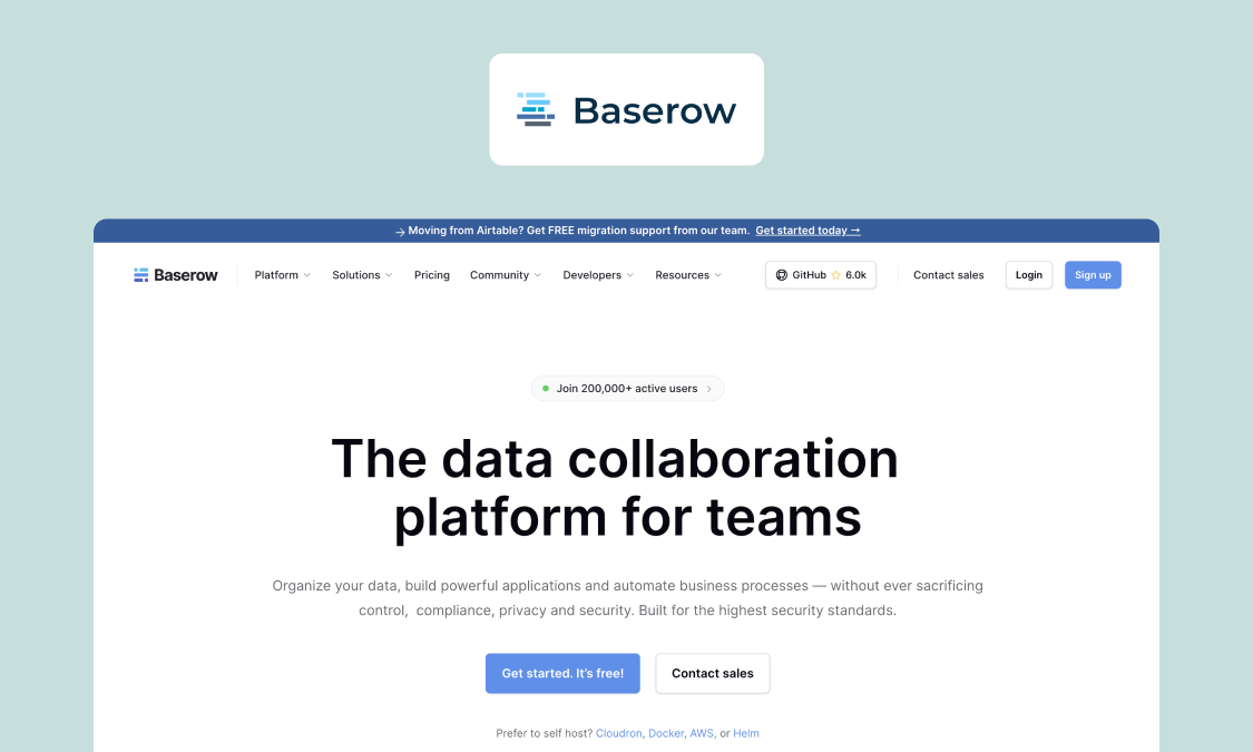 Baserow, an open-source, API-first database with a spreadsheet-like interface