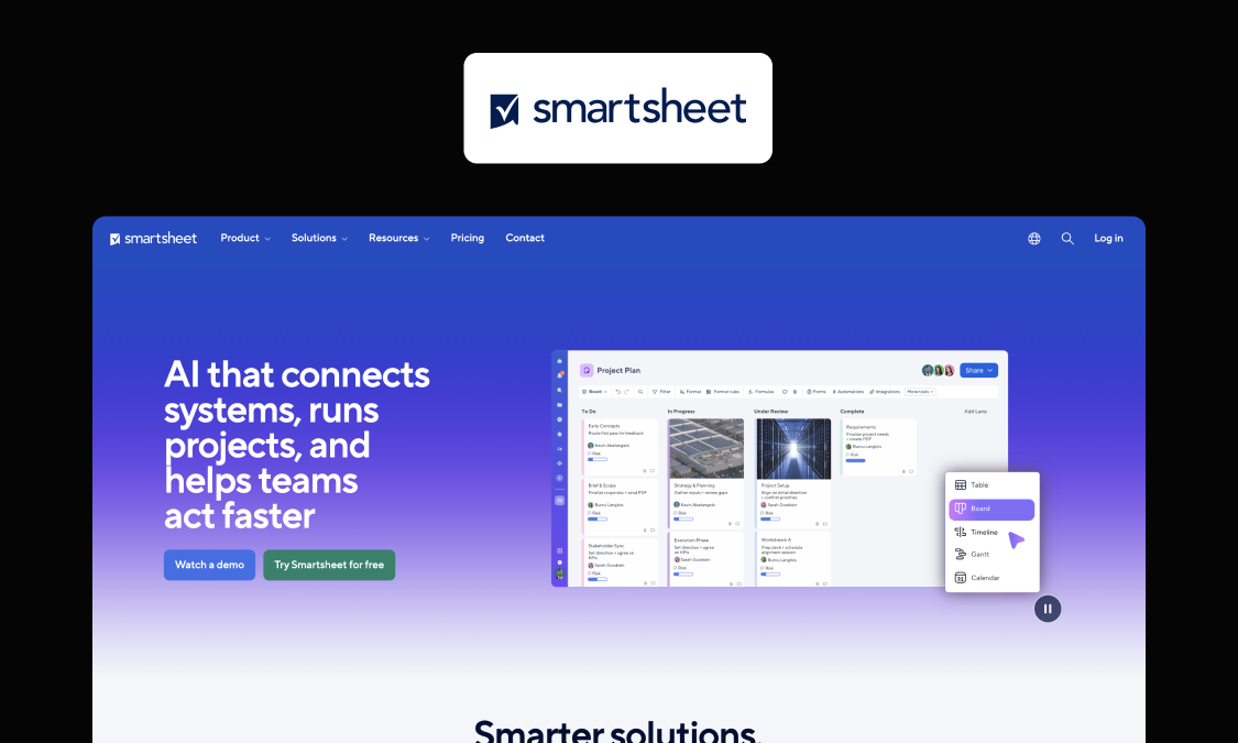 Smartsheet, a spreadsheet-style platform for project and work management