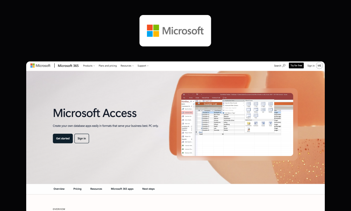 Microsoft Access, a legacy desktop relational database for departmental applications