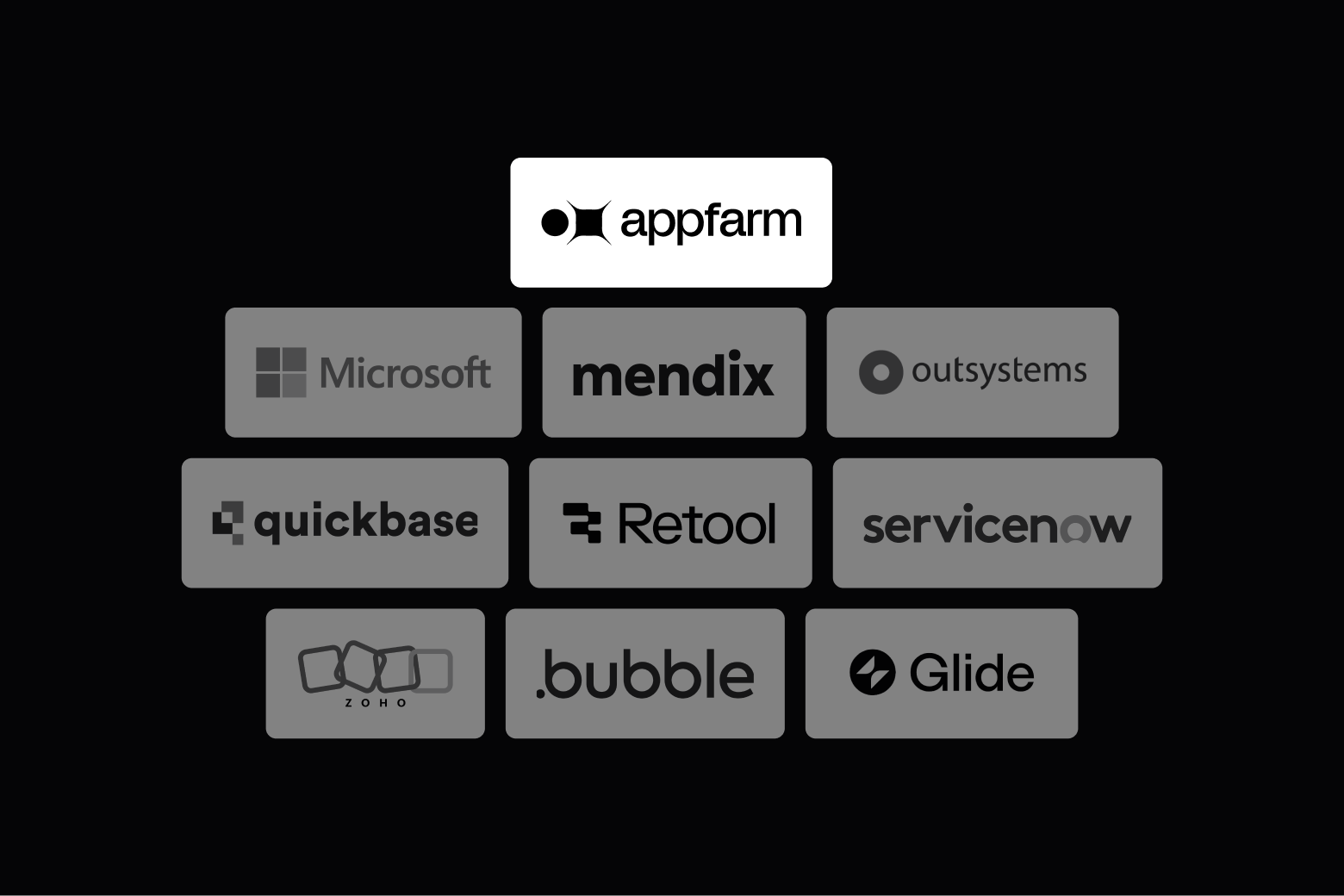 Logos of ten enterprise Softr alternatives