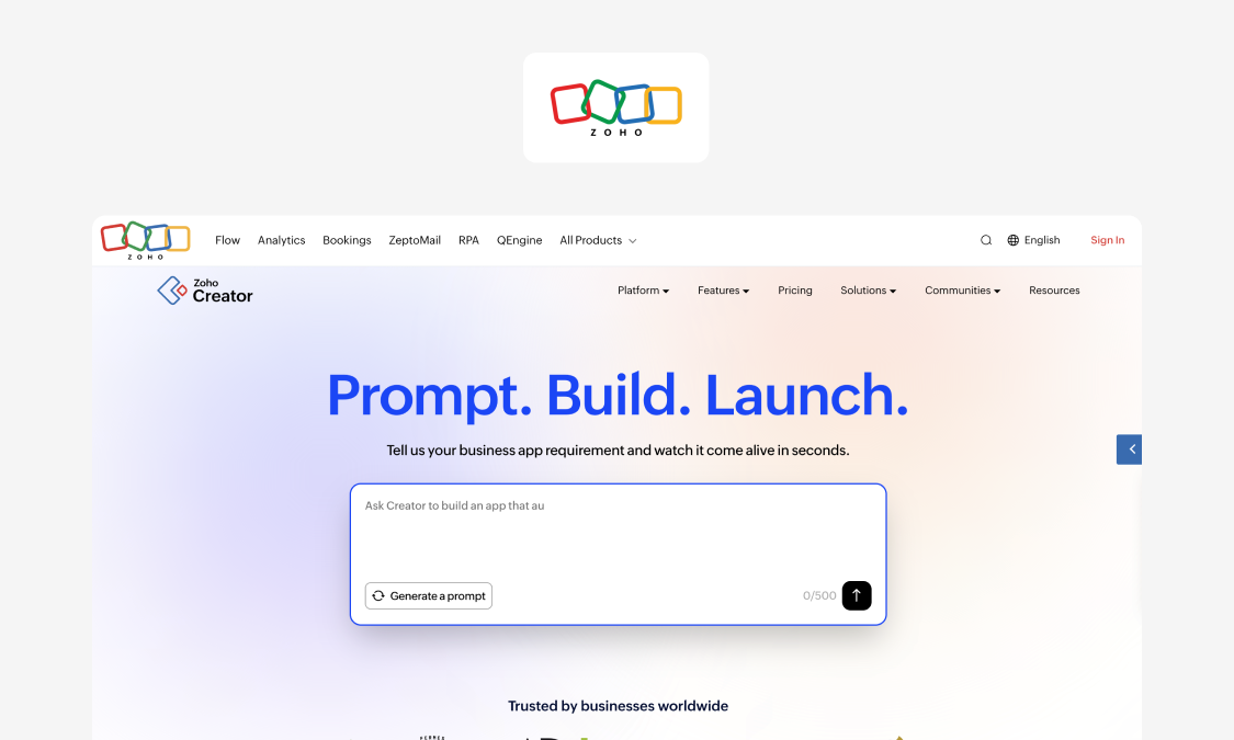 Zoho Creator, an accessible low-code app builder for teams already running on Zoho