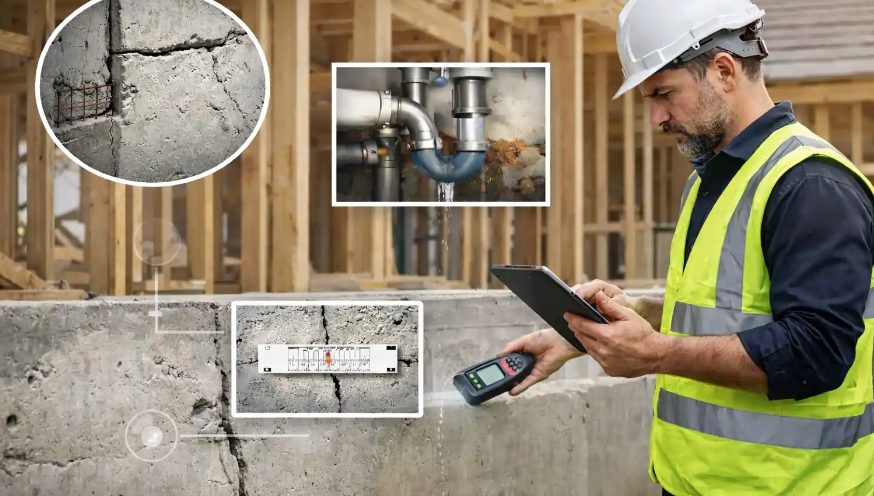 Concrete operator reviewing a site before quote or work planning