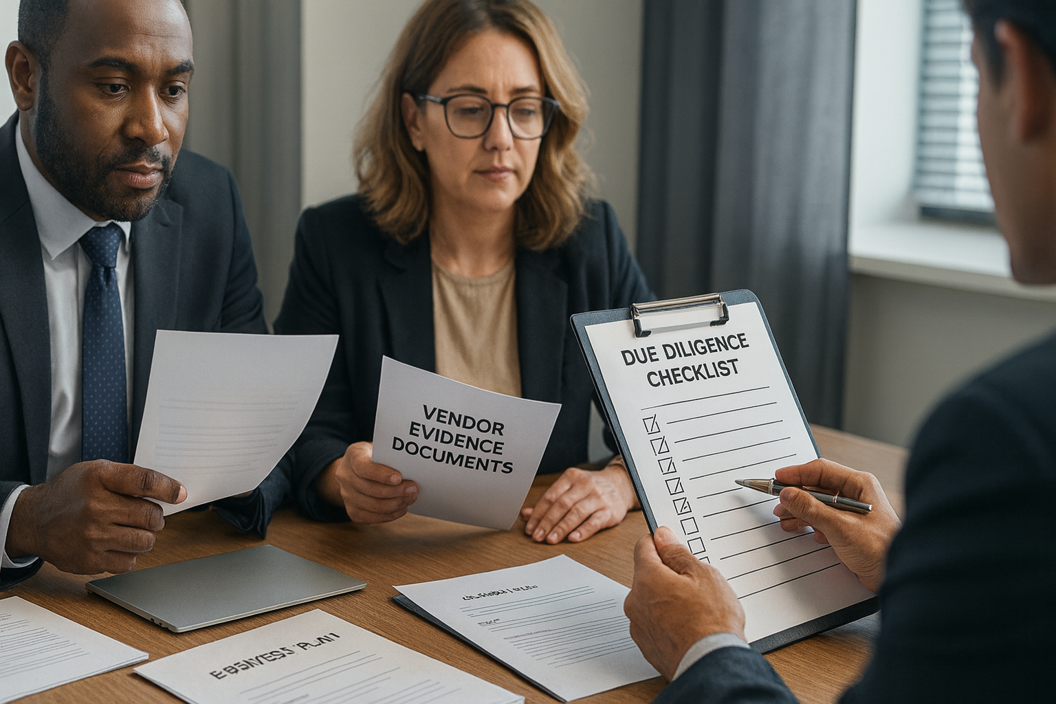 Due-diligence checklist with vendor evidence documents.