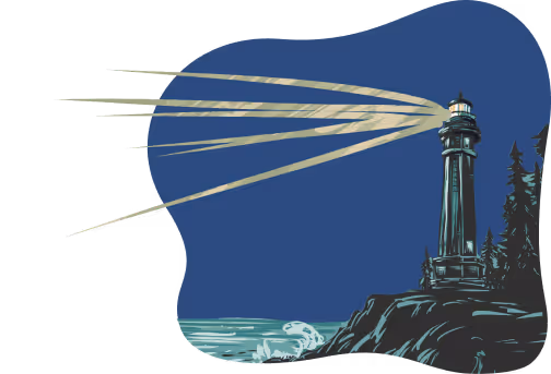 A drawing of a lighthouse with a sky background.
