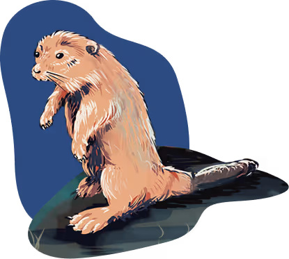 A drawing of a groundhog sitting on its hind legs.