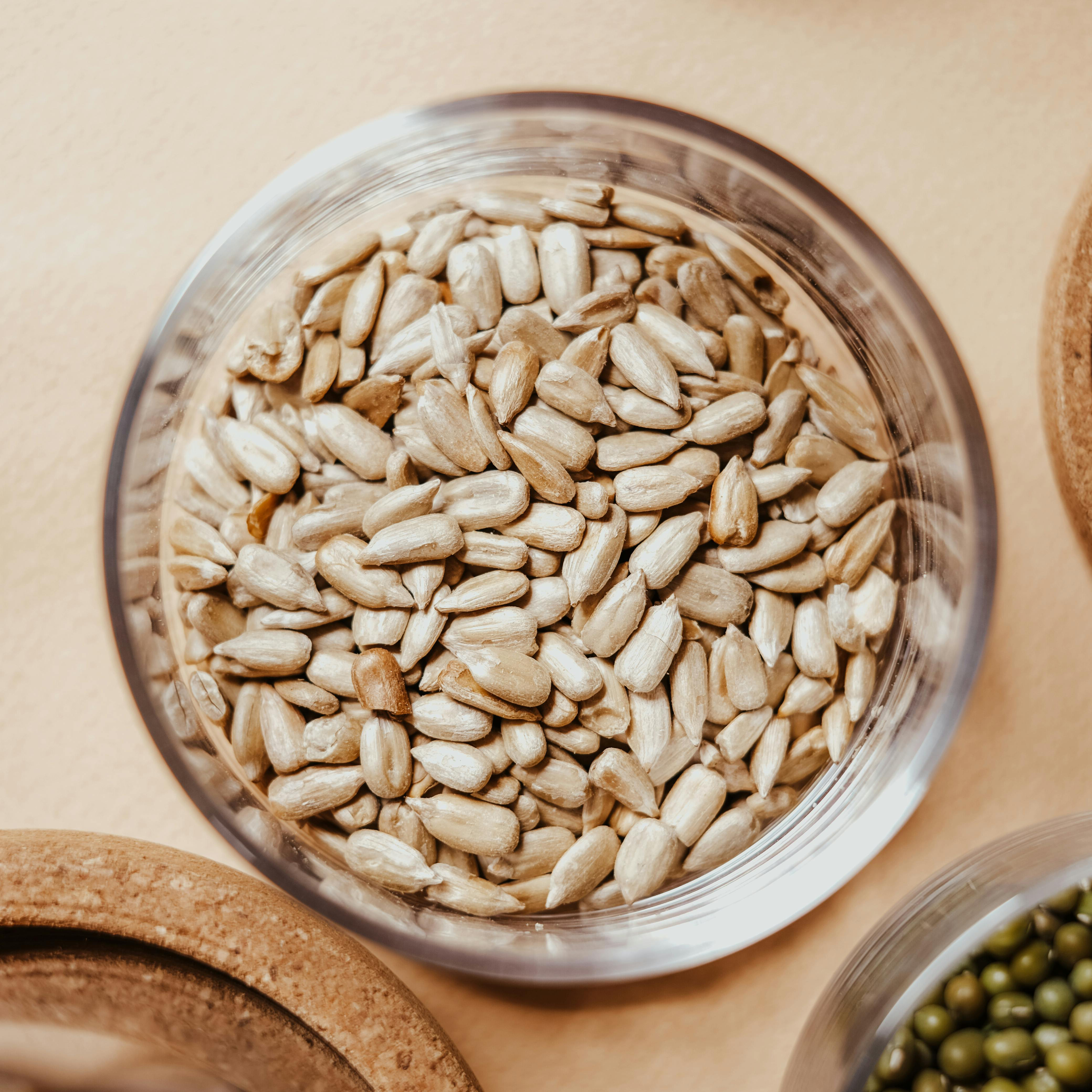 A photo of a bowl of grains. The image is blurred out.