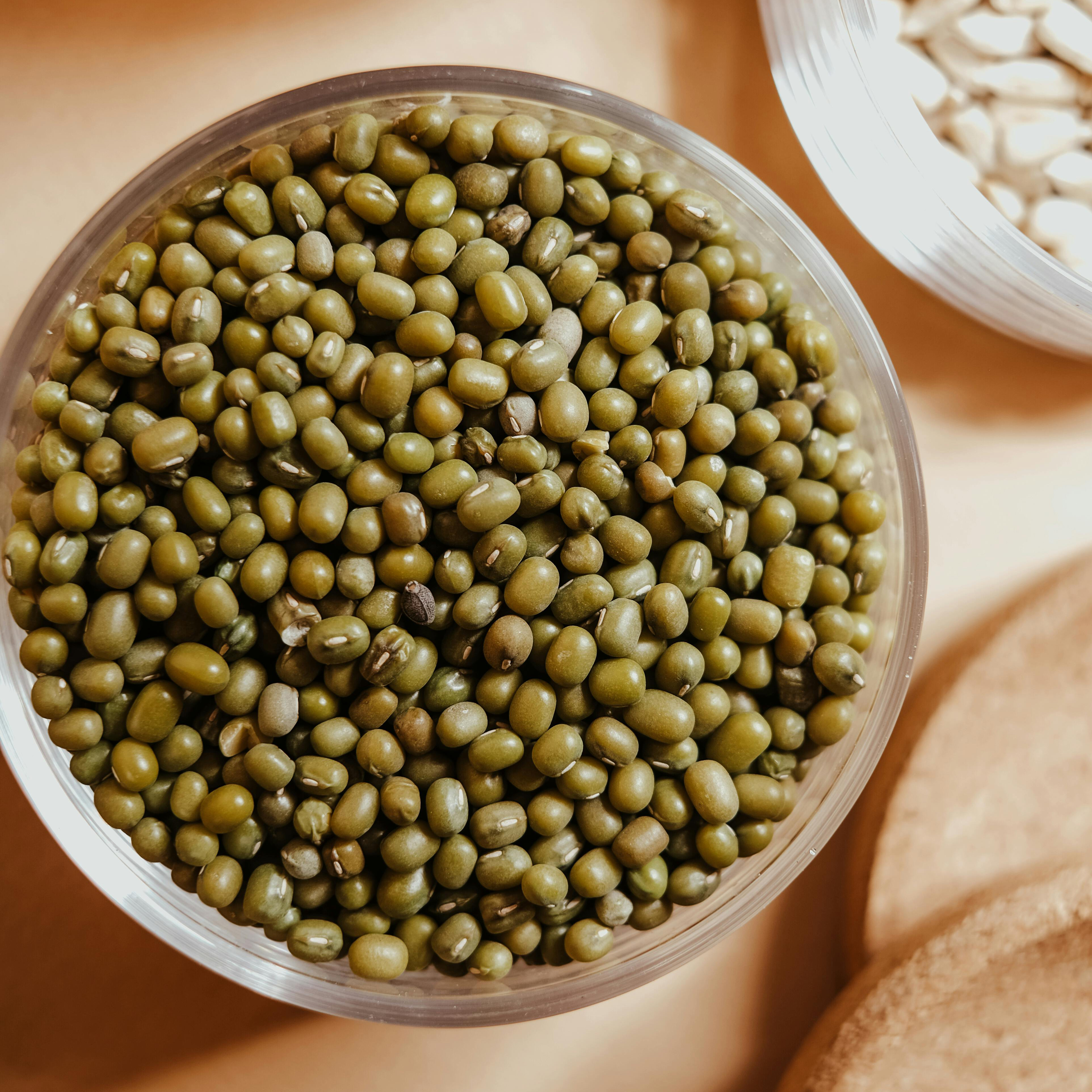 A photo of a bowl of grains. The image is blurred out.