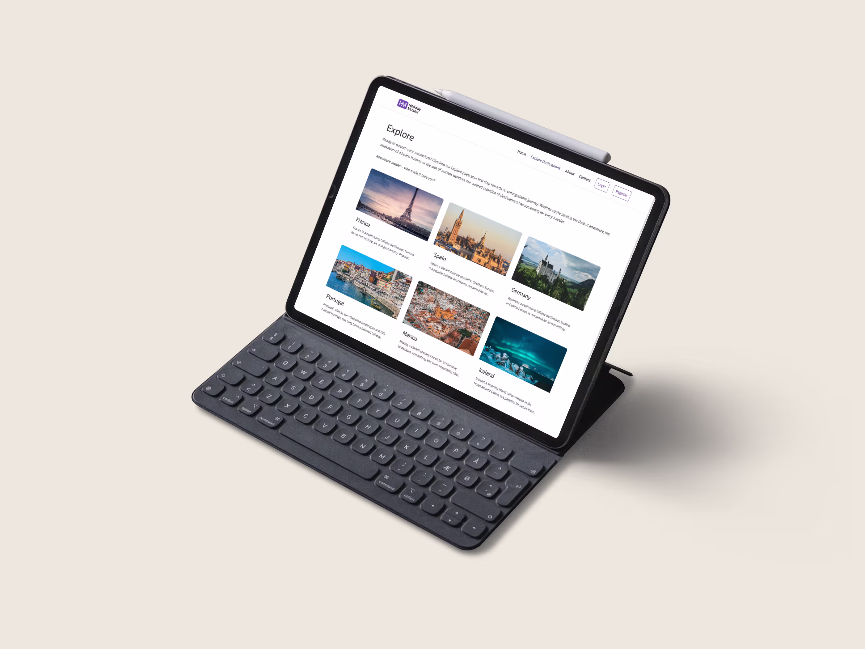 Holiday Master App on laptop