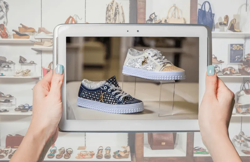 Shoe store being looked at through ipad