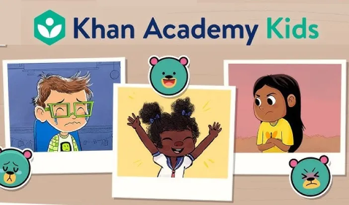 Three animations of young kids feeling sadness, joy, and frustration. 