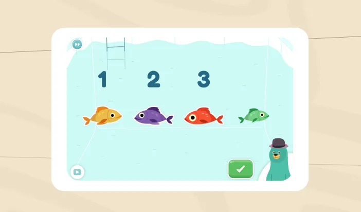 Display of Khan Academy Kids math lessons focused on conceptual understanding. 